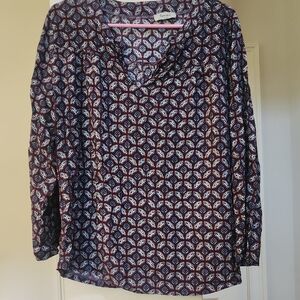Toomi Women's Blue And Burgundy Patterned Top XL